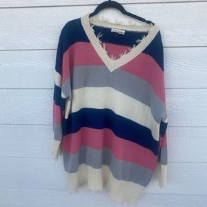 Pink and Blue Striped Sweater